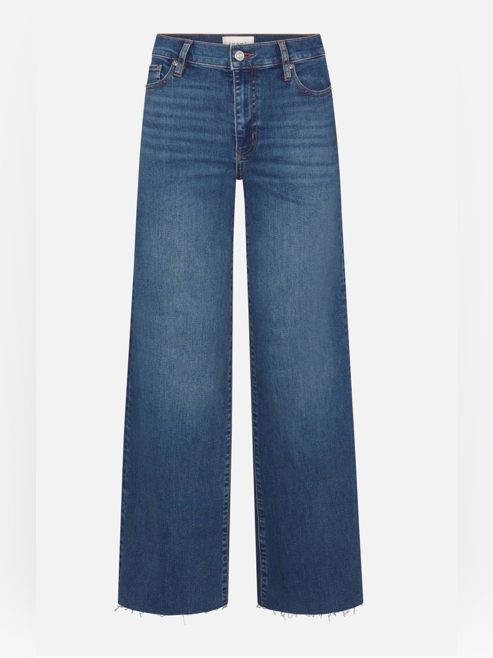 FRAME Le Slim Palazzo High Rise Wide Leg Denim Jeans Raw Hem Stretch - Sz 25